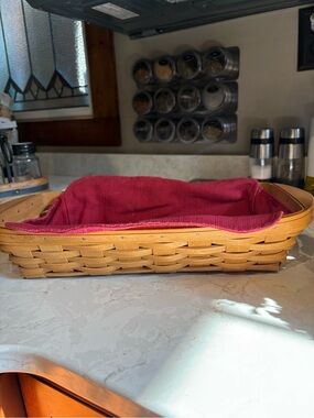 Longaberger Woven Bread Basket with Red Liner